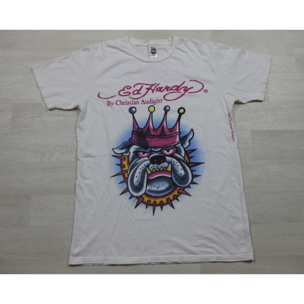 Vintage Y2K Ed Hardy T-shirt Men's (L) Crowned Bulldog Tattoo Christian Audigier